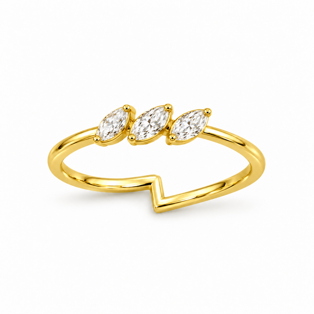 Triple Marquise Diamond Gold Ring