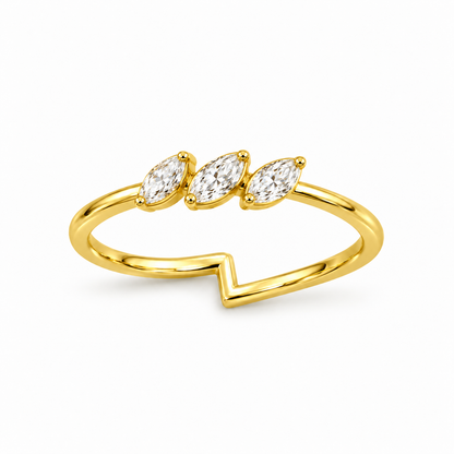 Triple Marquise Diamond Gold Ring
