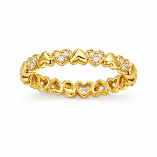 Diamond Heart Band Ring