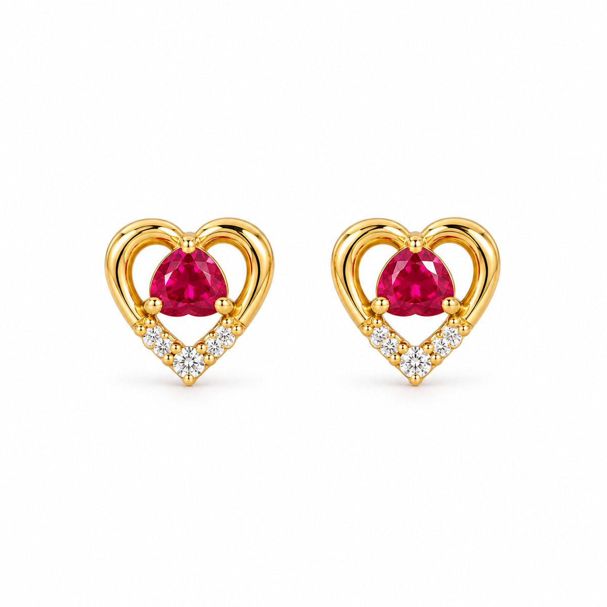 9K Gold Rosy Heart Studs