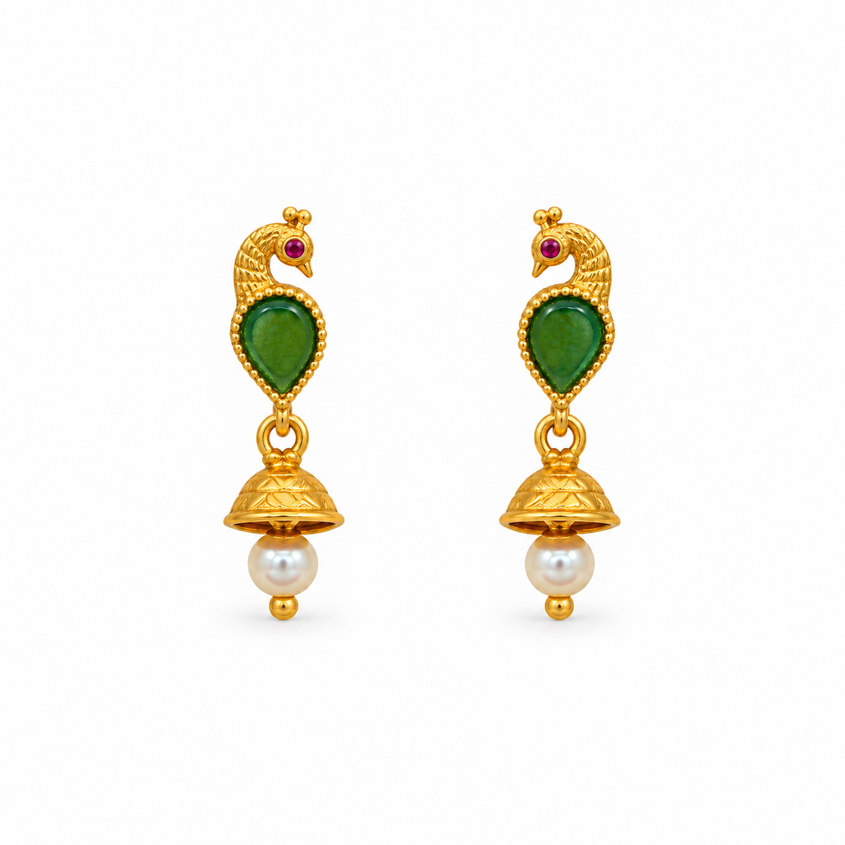 Golden Silver Peacock Jhumka
