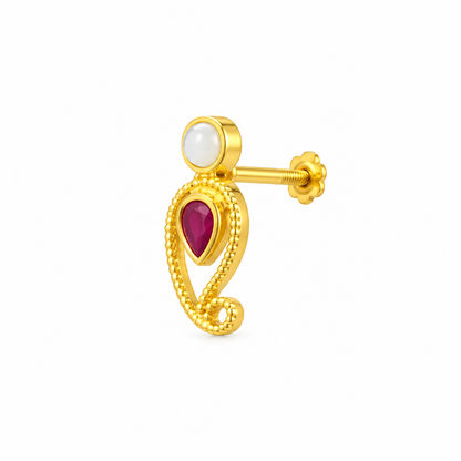 Magenta Golden Silver Earrings
