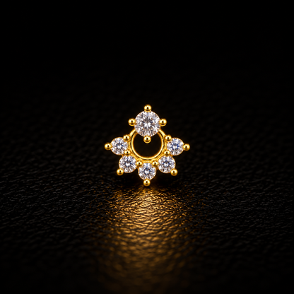 Six-Stone Golden Silver Nosepin