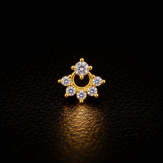 Six-Stone Golden Silver Nosepin