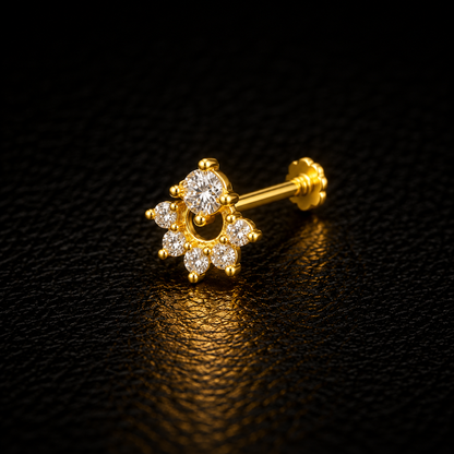 Six-Stone Golden Silver Nosepin