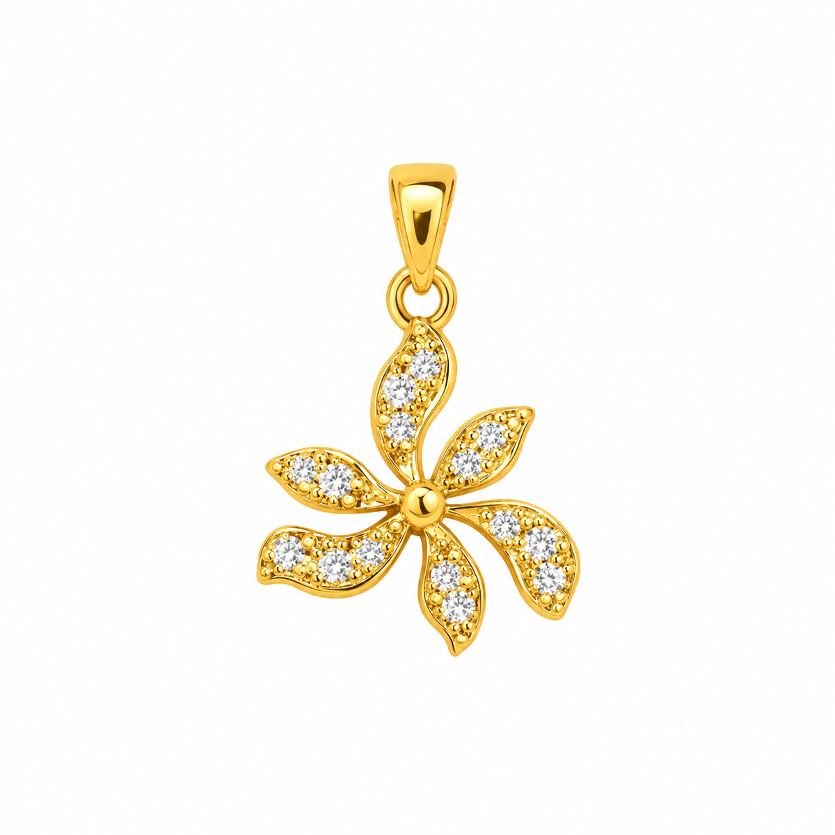 9K Gold Six-Leaf Pinwheel Pendant