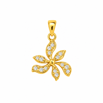 9K Gold Six-Leaf Pinwheel Pendant