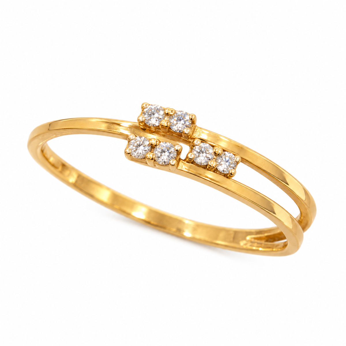 Diamond Six Stone Double Band