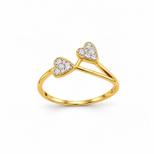 Diamond Double Heart Cluster Ring
