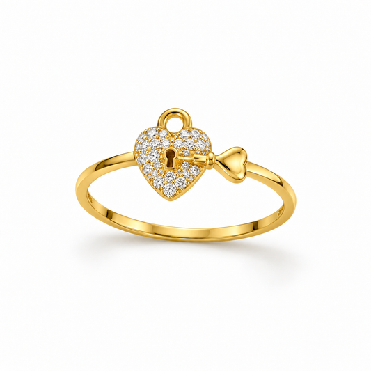 Diamond Heart Lock Ring