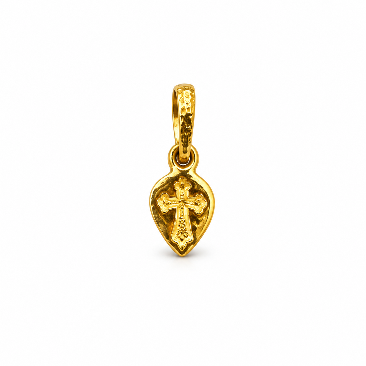 9K Gold Textured Cross Pendant