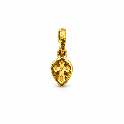 9K Gold Textured Cross Pendant