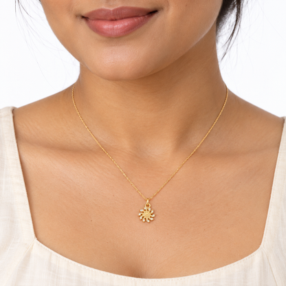9K Gold Floral Sunburst Pendant