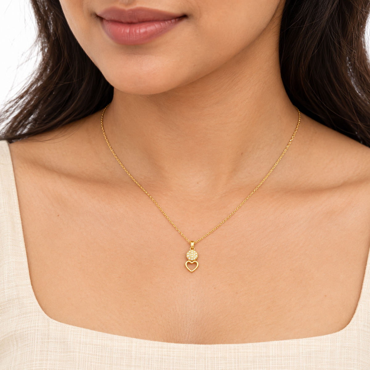 9K Gold Heart Drop Pendant