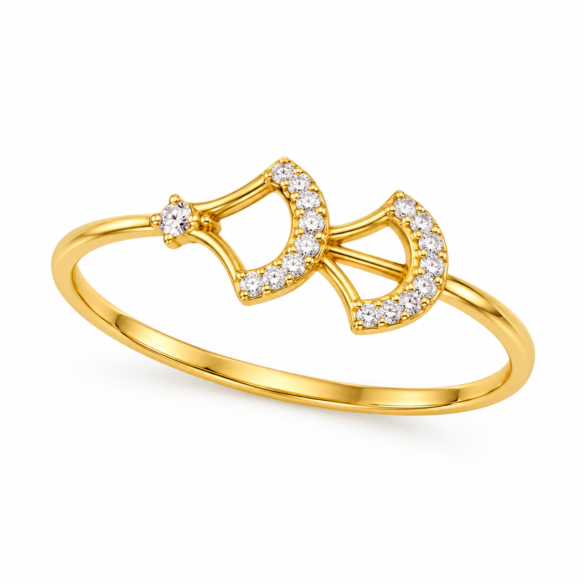 Diamond Twin Fan Design Ring