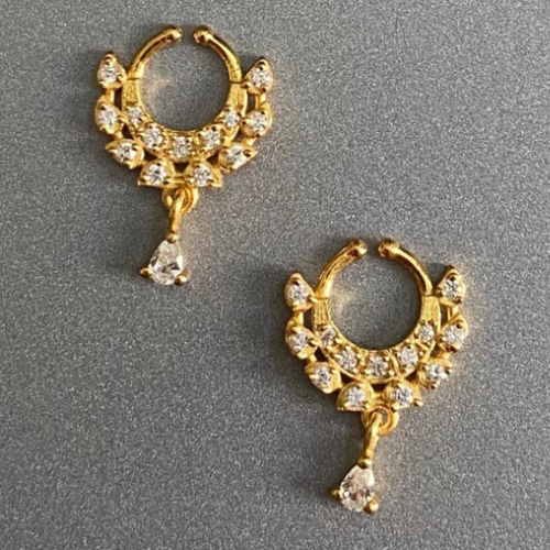 Bridal Gold Septums with White Crystals