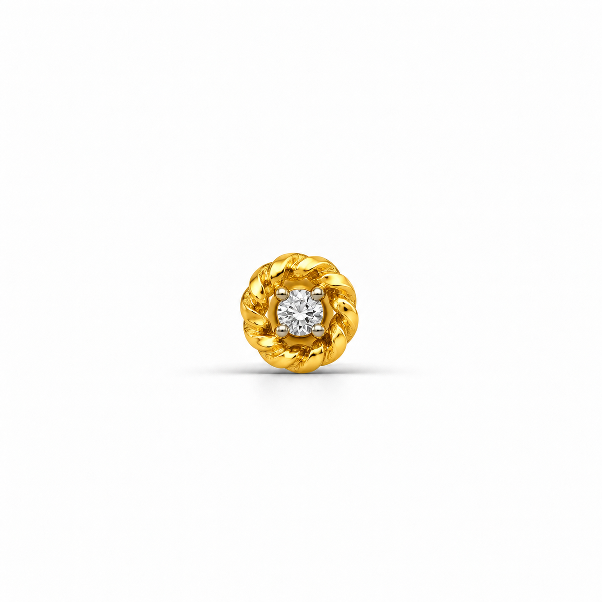 Gold Twisted Rope Single-Stone Nosepin