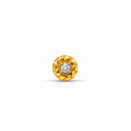 Gold Twisted Rope Single-Stone Nosepin