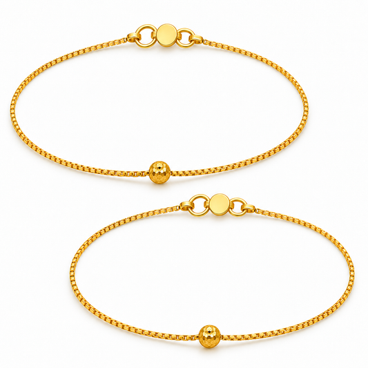 9K Gold Ball Box Anklet 3.760gm