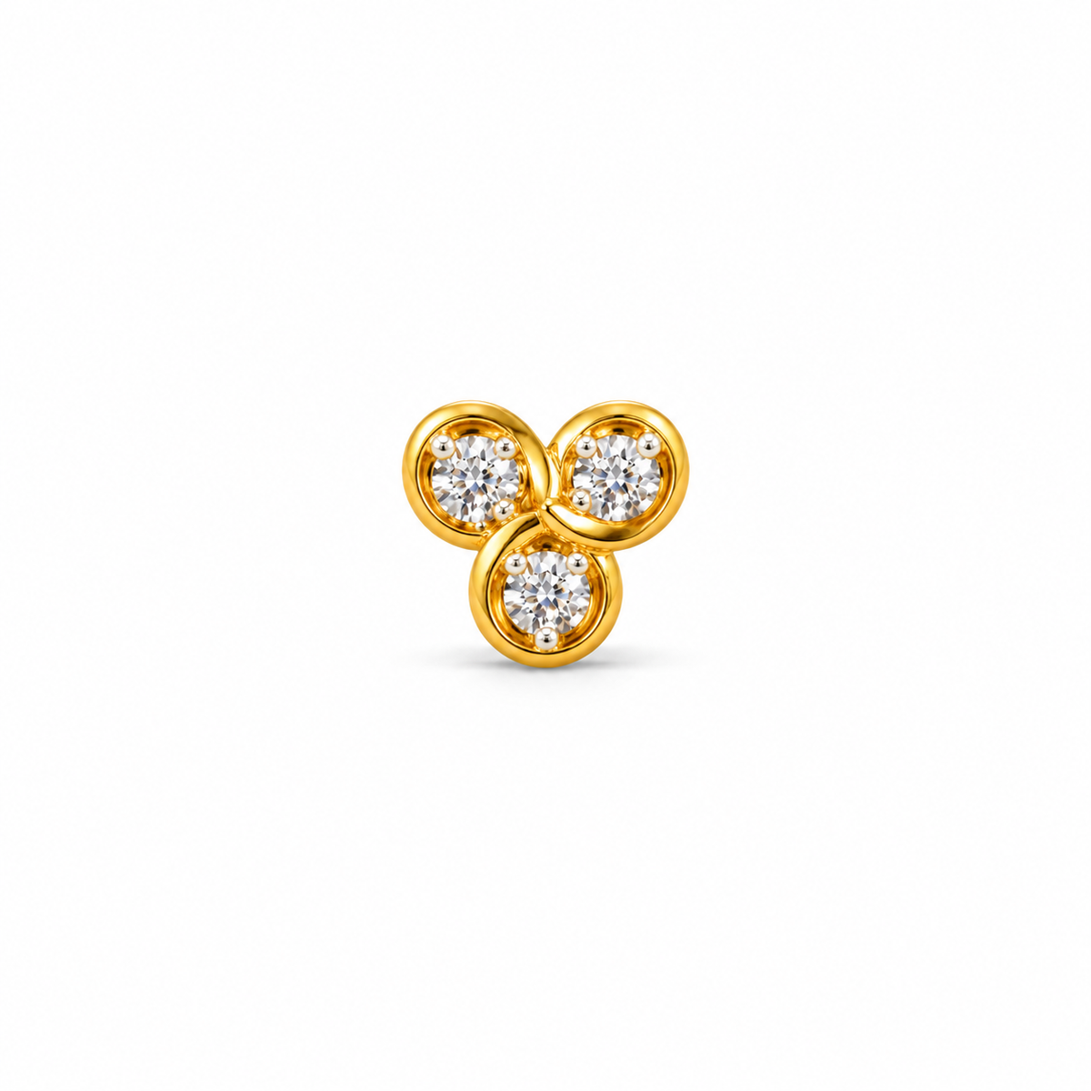 Gold Trefoil Swirl White Stone Nosepin
