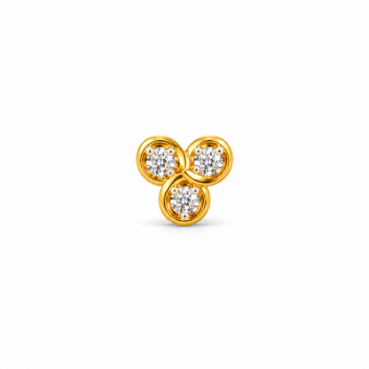 Gold Trefoil Swirl White Stone Nosepin