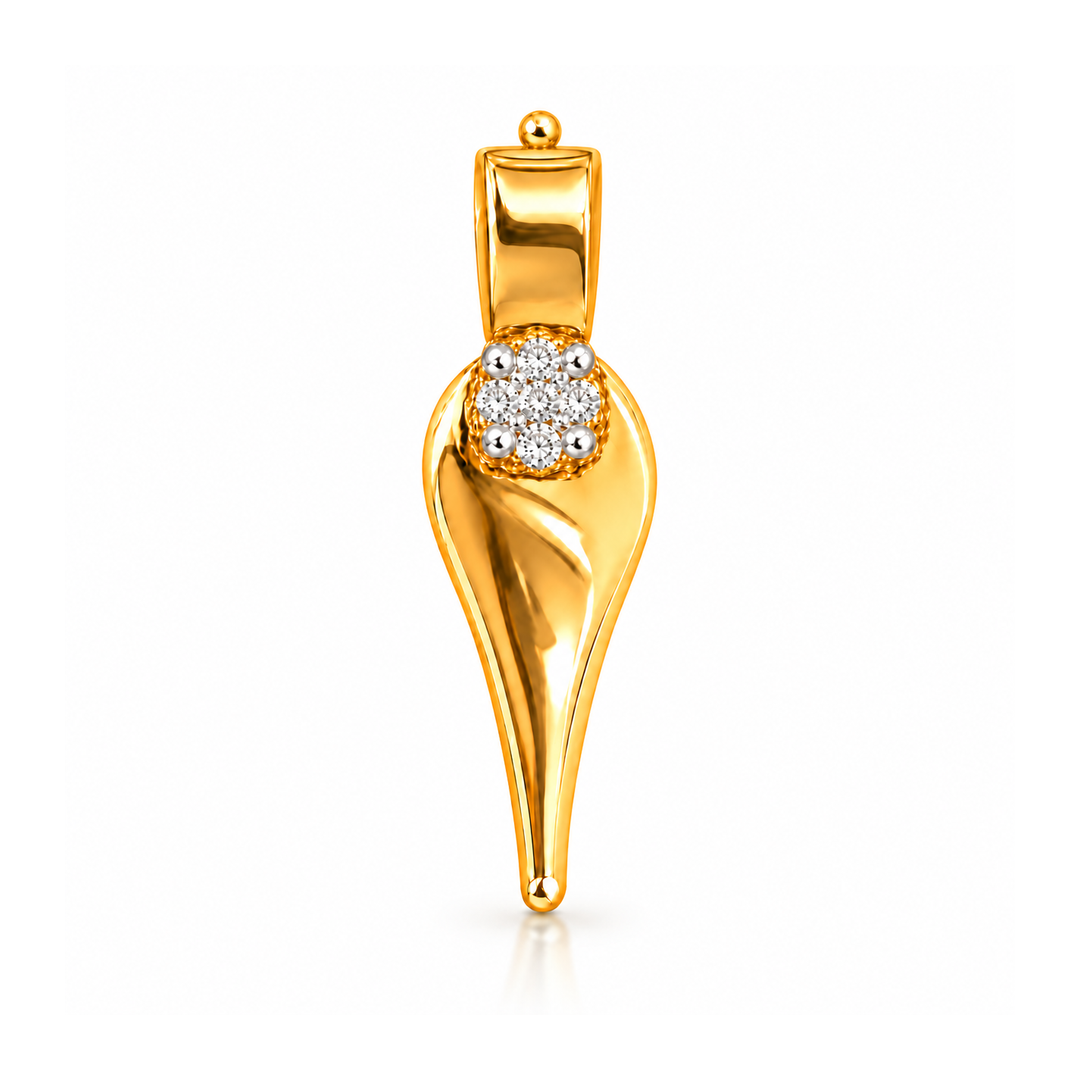 Diamond Cluster Teardrop Gold Pendant