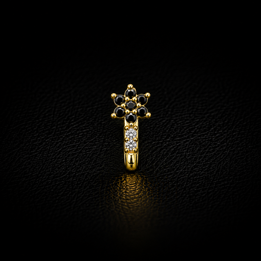 Midnight Blossom Gold-Plated Silver Nosepin