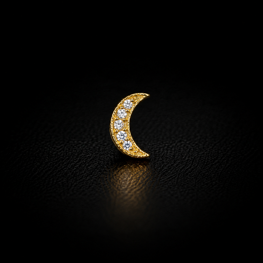 Celestial Crescent Gold-Plated Silver Nosepin