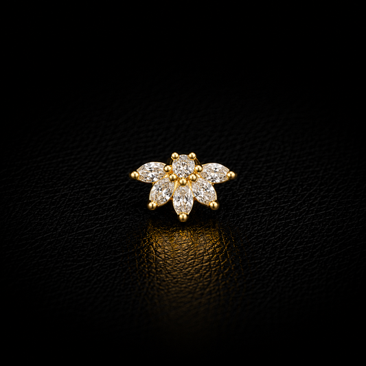 Crystal Lotus Bloom Gold-Plated Silver Nosepin