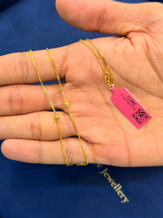 9K Gold Ball Box Anklet 3.290gm