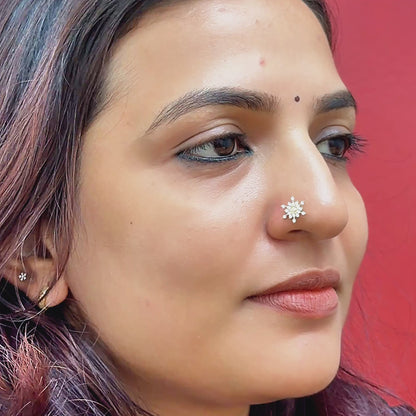 Crystal Golden Silver Nose Pin